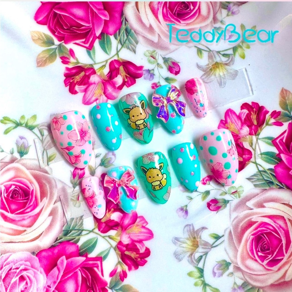🌸 Eevee’s Trophy Garden 🌸 ฅ՞•ﻌ•՞ฅ PressOn Nails